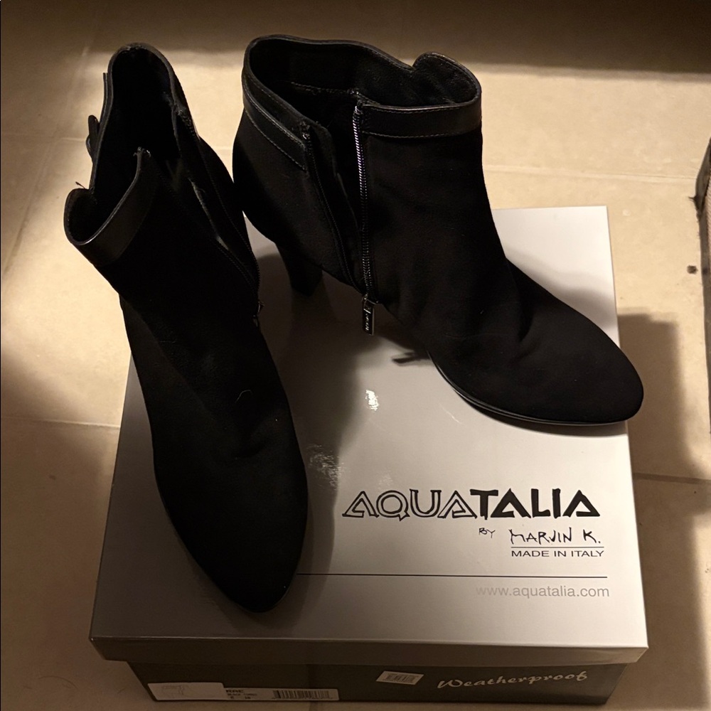 Aquatalia Black Suede Ankle Booties